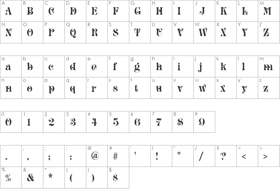 WestNouveauDidot font character map preview