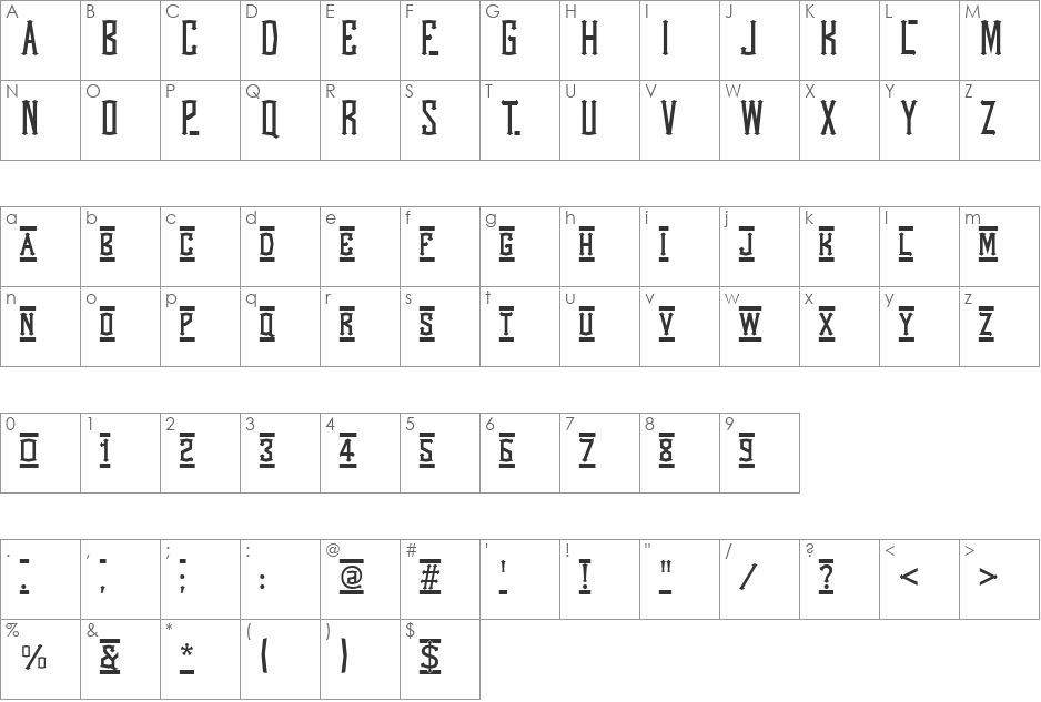 WestWind Trail font character map preview