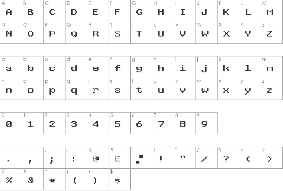 West_england font character map preview