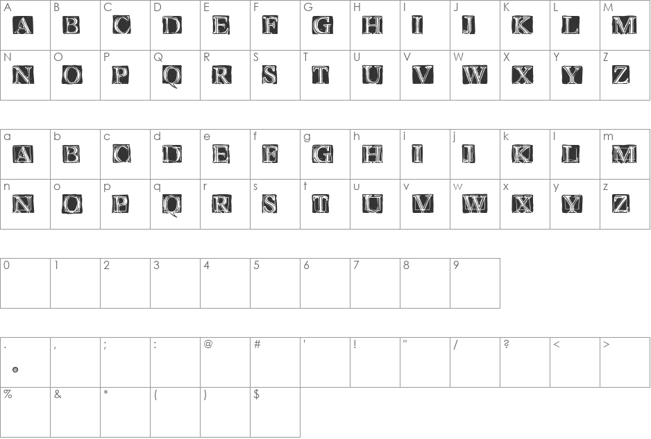 Wet Plate font character map preview