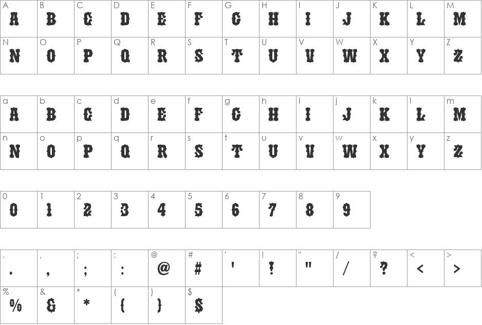 Bindweed font character map preview
