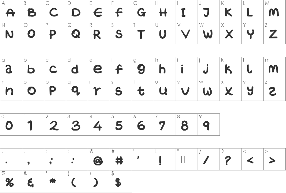 WetinCaroWant font character map preview