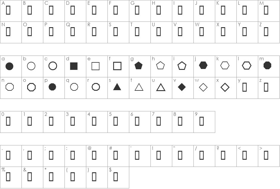 WE_Simple_Shapes font character map preview
