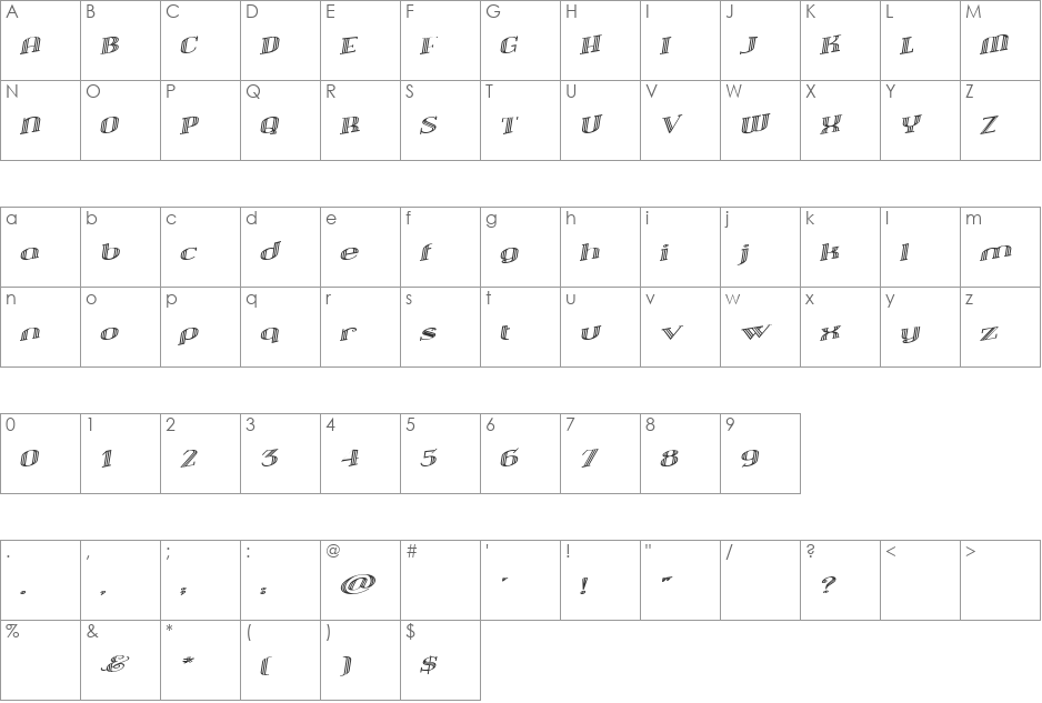 Whaddyasay font character map preview