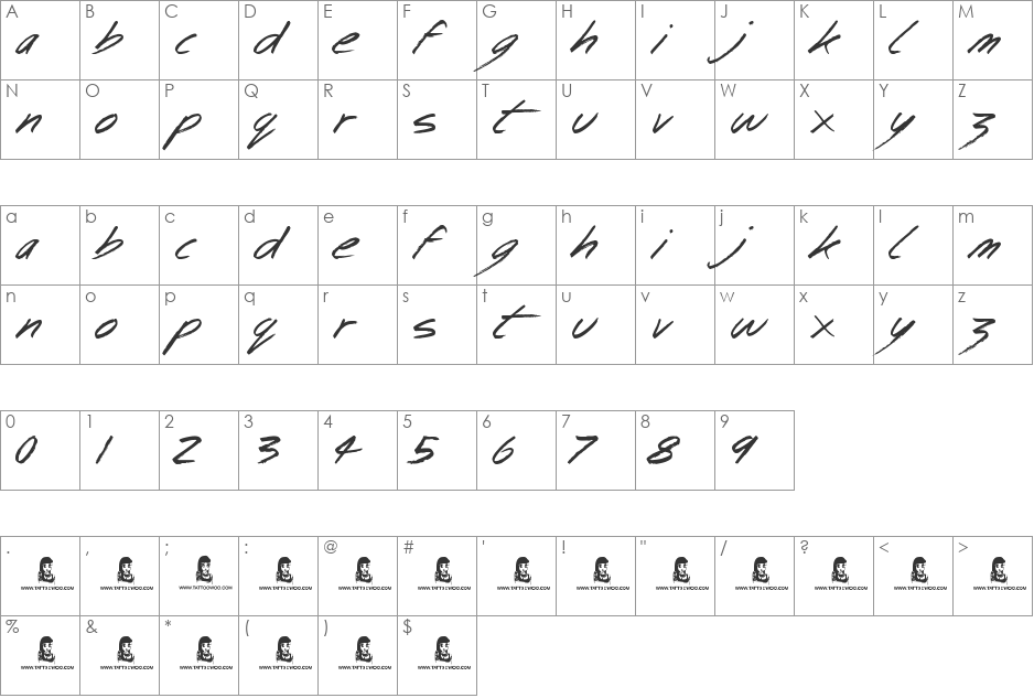 Bingo Bangos font character map preview