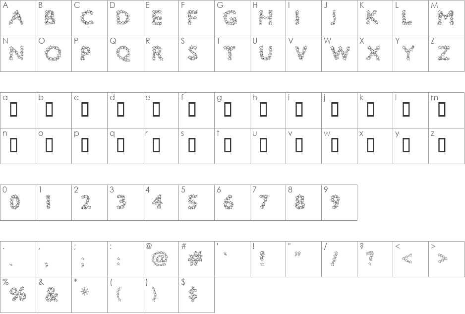 Bingo Star font character map preview