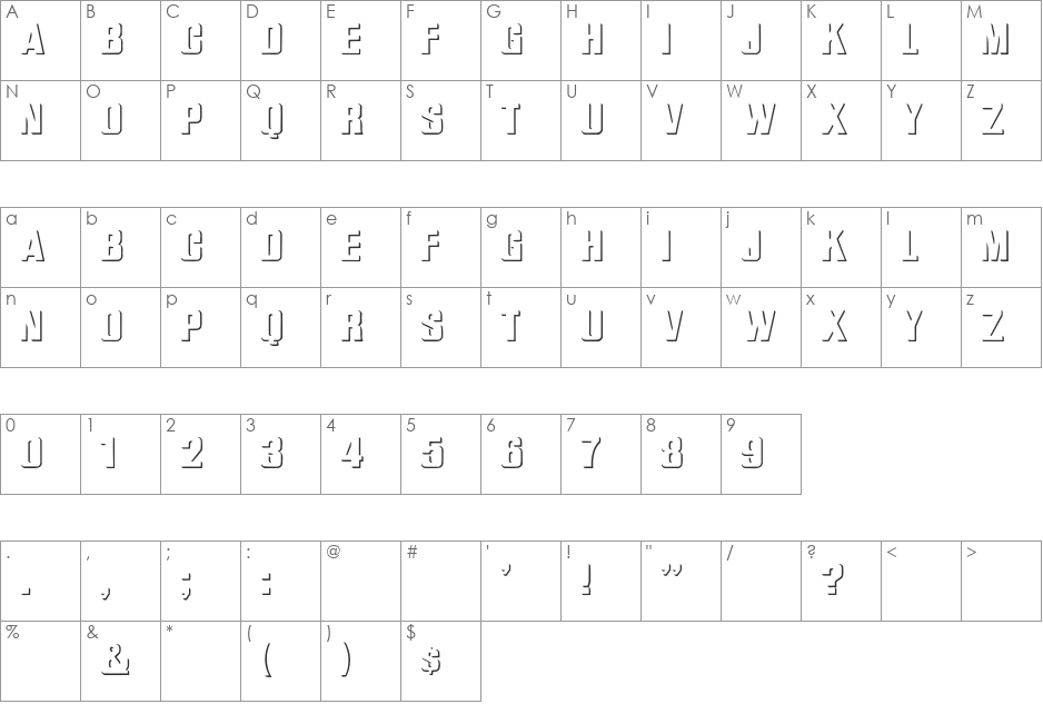 WhatA-Relief font character map preview