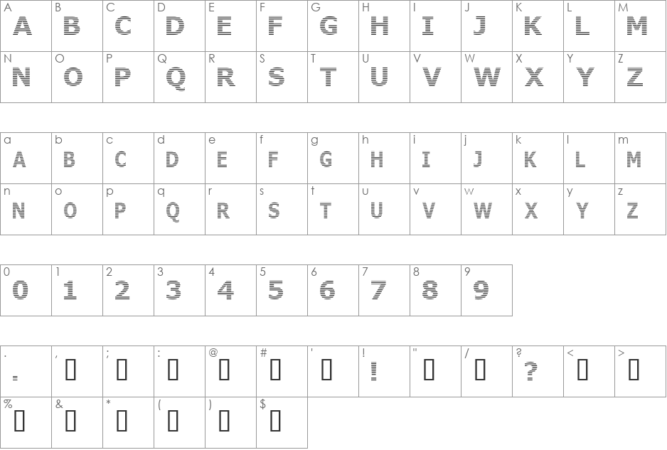 Where is the rest font character map preview