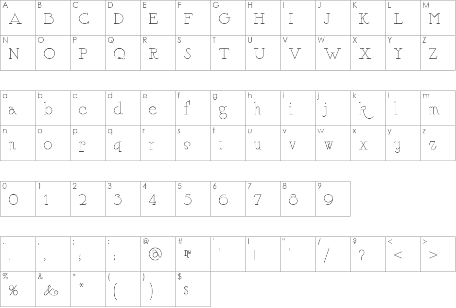 WHGSimpaticoNF font character map preview