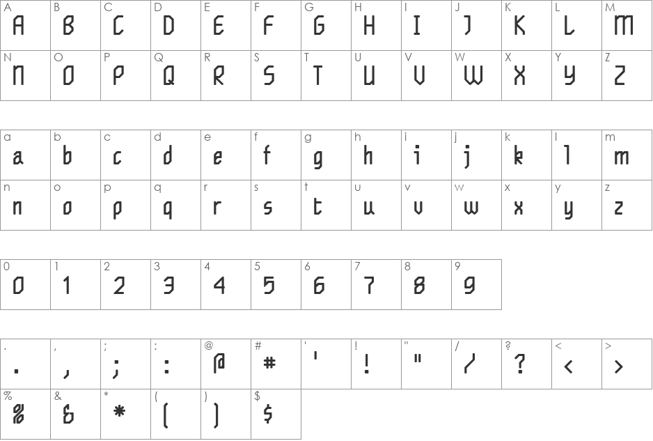 Whichit font character map preview