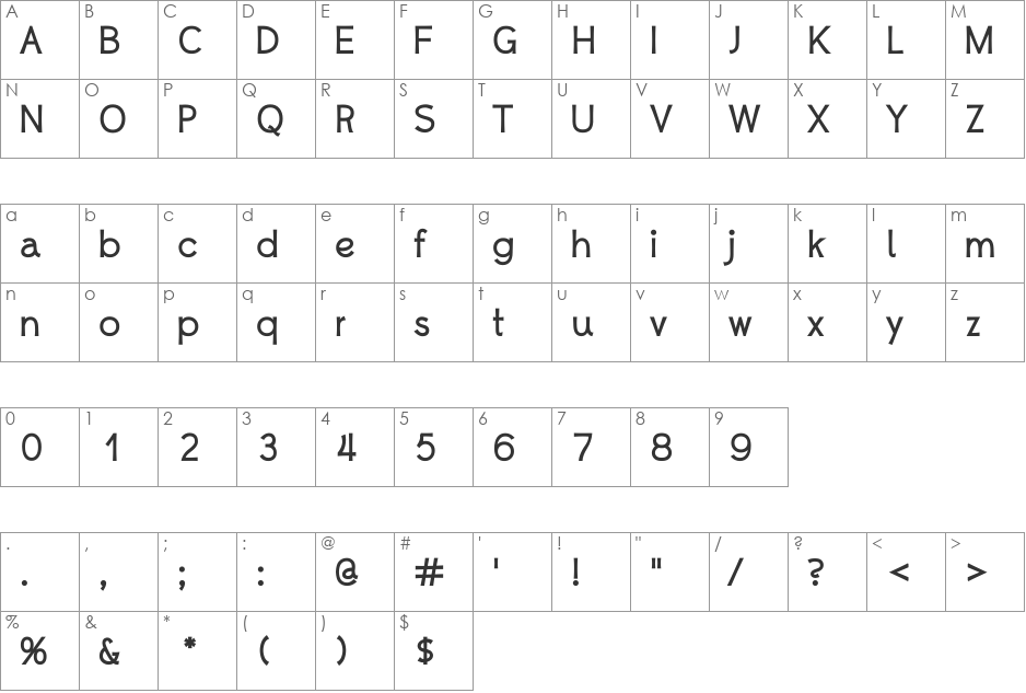 Whipsmart font character map preview