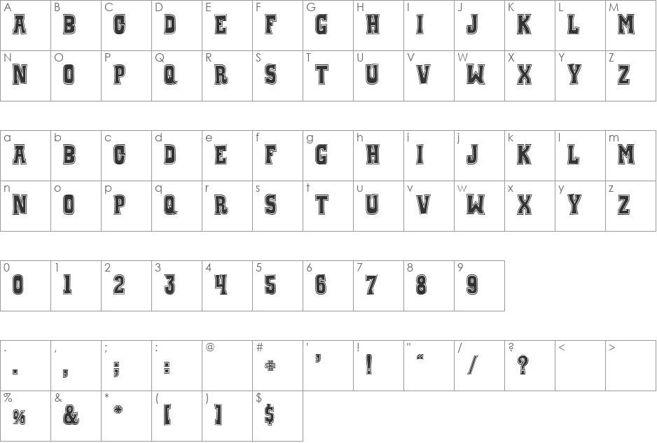 Whiskey Town font character map preview