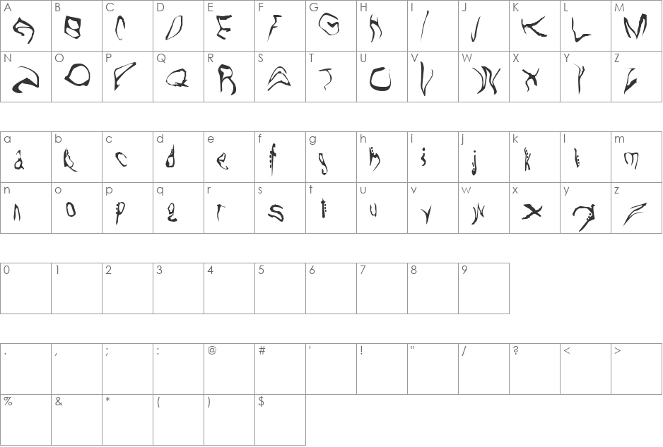 Whisper 2 font character map preview