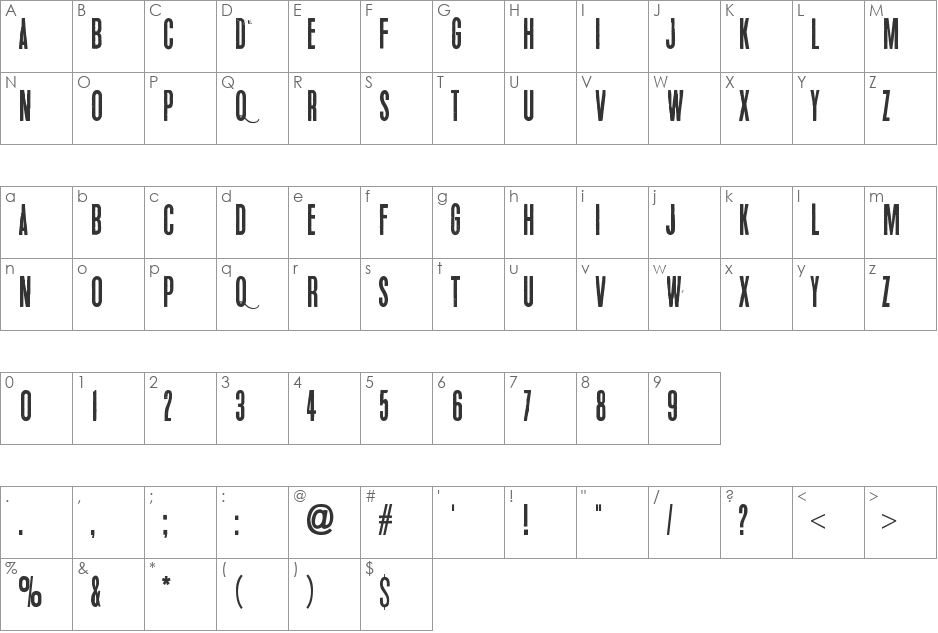 White Elephant font character map preview