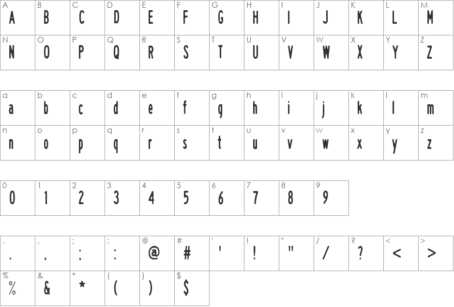 White Elk font character map preview