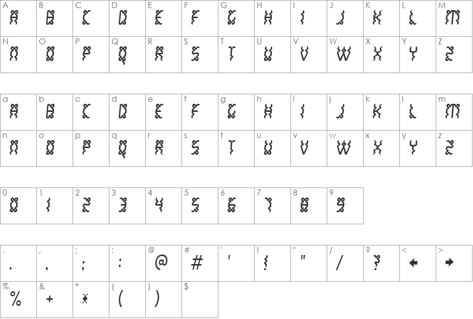 White Lake font character map preview