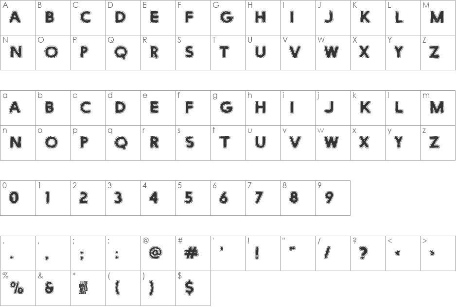 White Submarine font character map preview