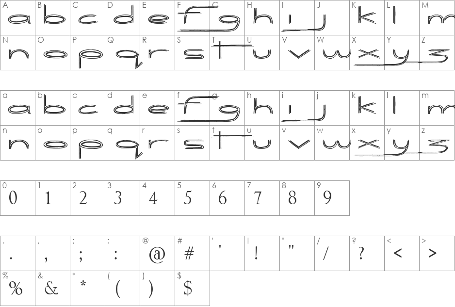 Biogalaxy font character map preview