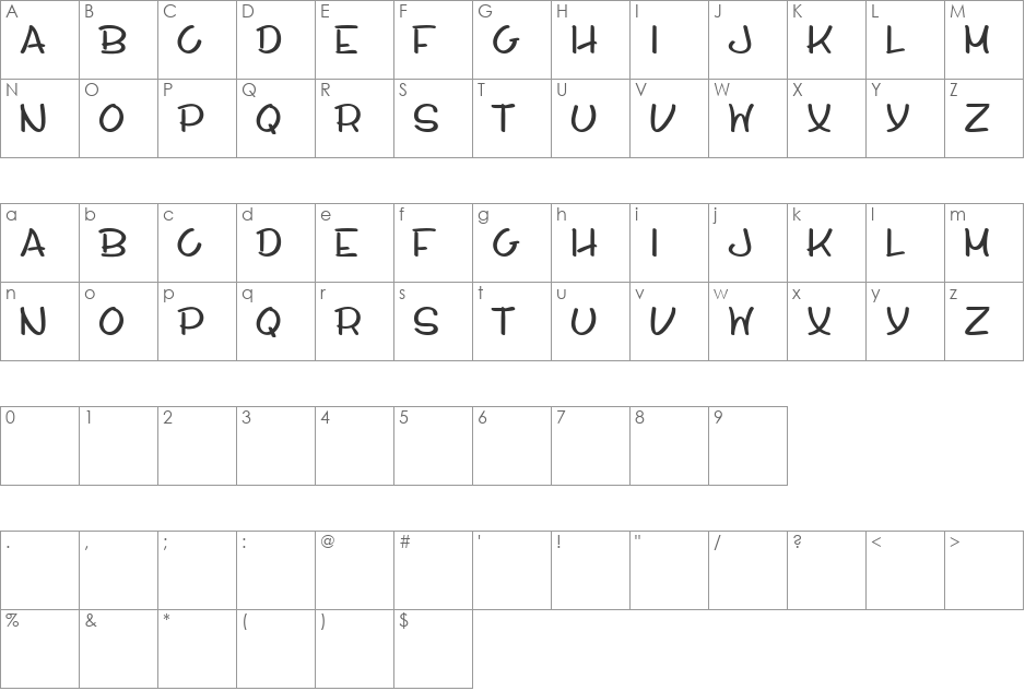Whiteboard Modern font character map preview
