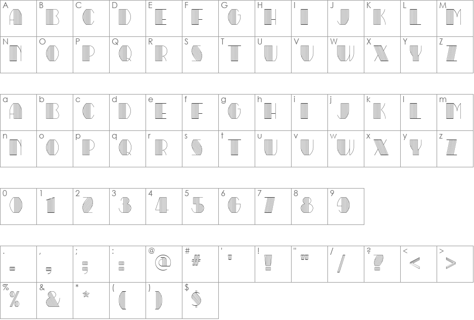 WhiteTieAffairNF font character map preview