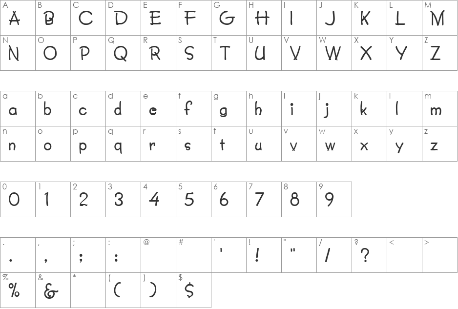 WHITEWASH font character map preview