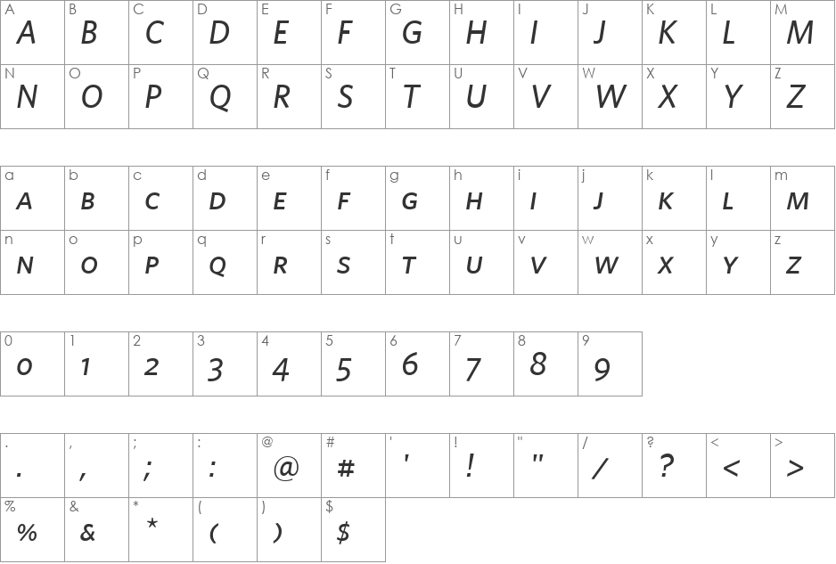 Whitney-Medium SC font character map preview
