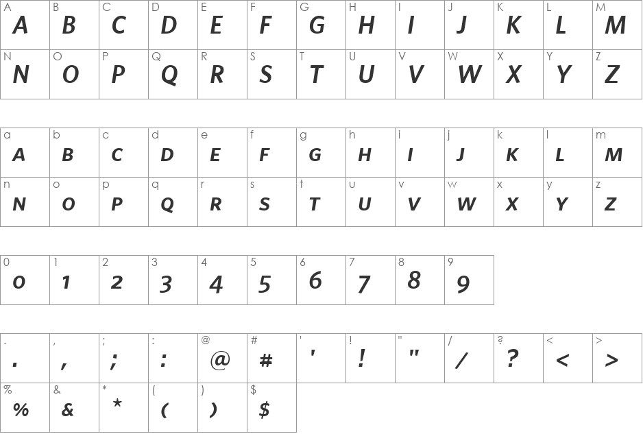 Whitney-Semibold SC font character map preview