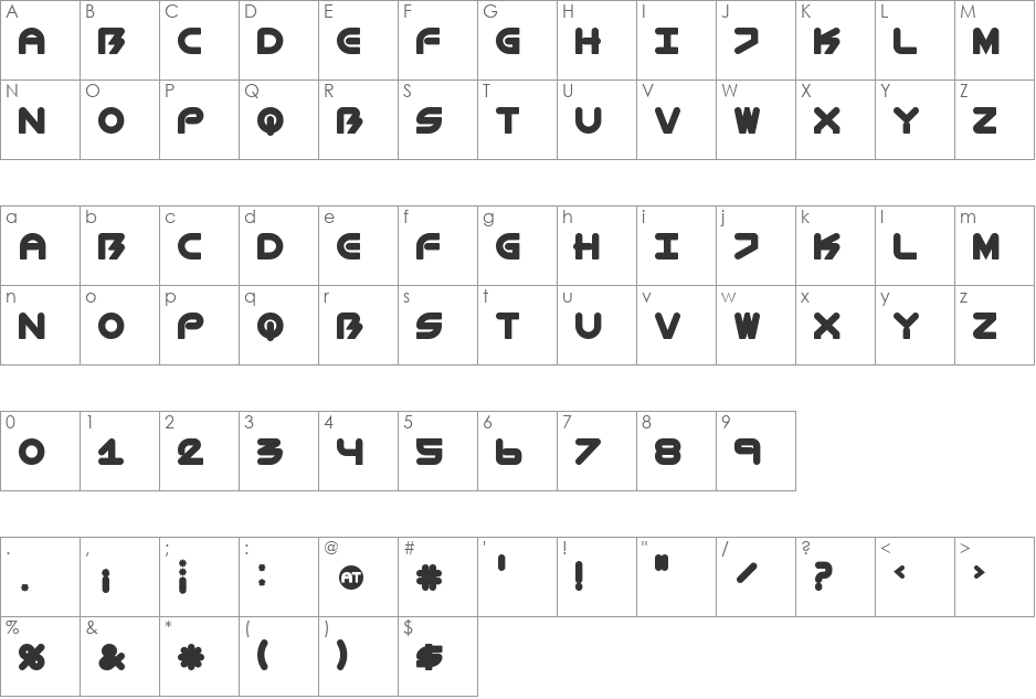 BioMetric-Thin font character map preview