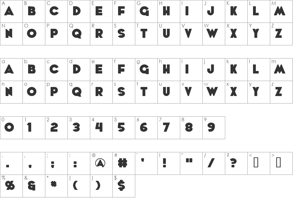 WhoopAss font character map preview