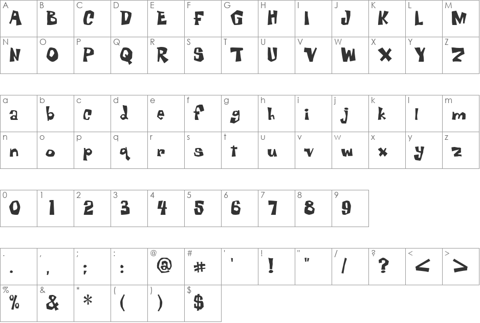 Whutevur font character map preview