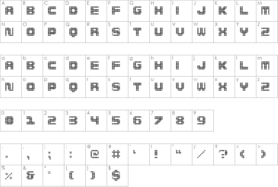 wi/5Med Grid font character map preview