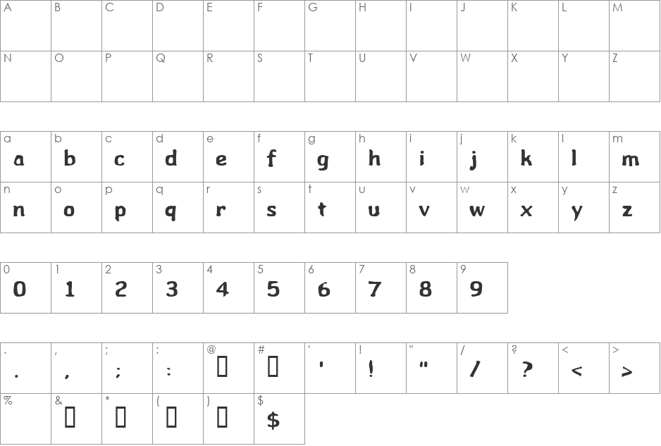 Wibble font character map preview