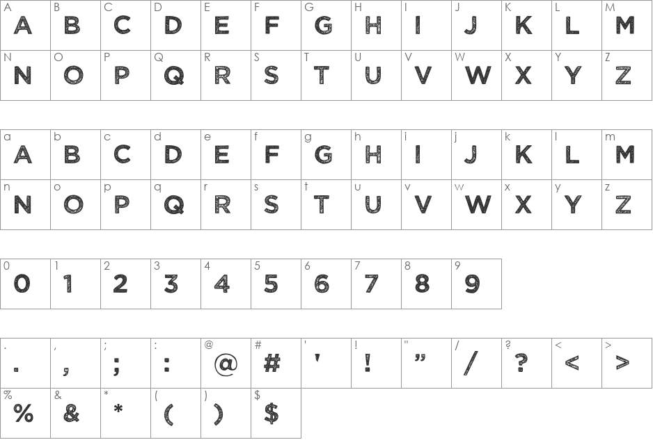 Wicked Grit font character map preview