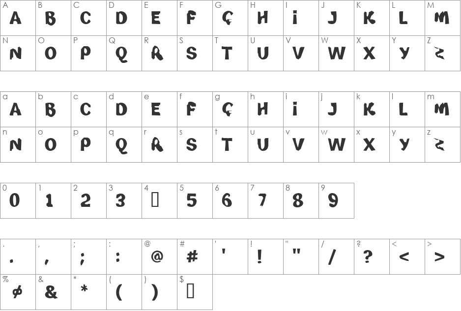 Wicked System font character map preview