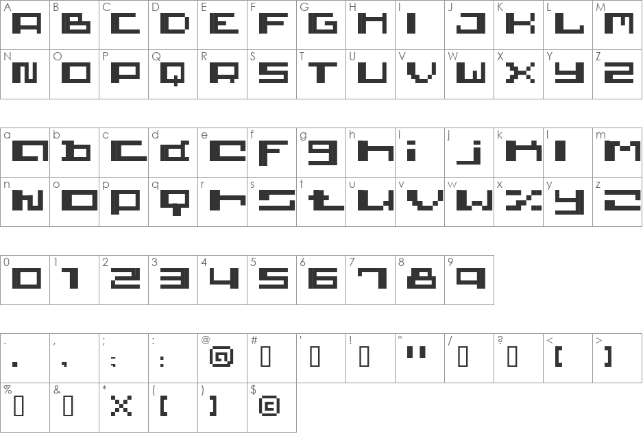 wickywirus font character map preview