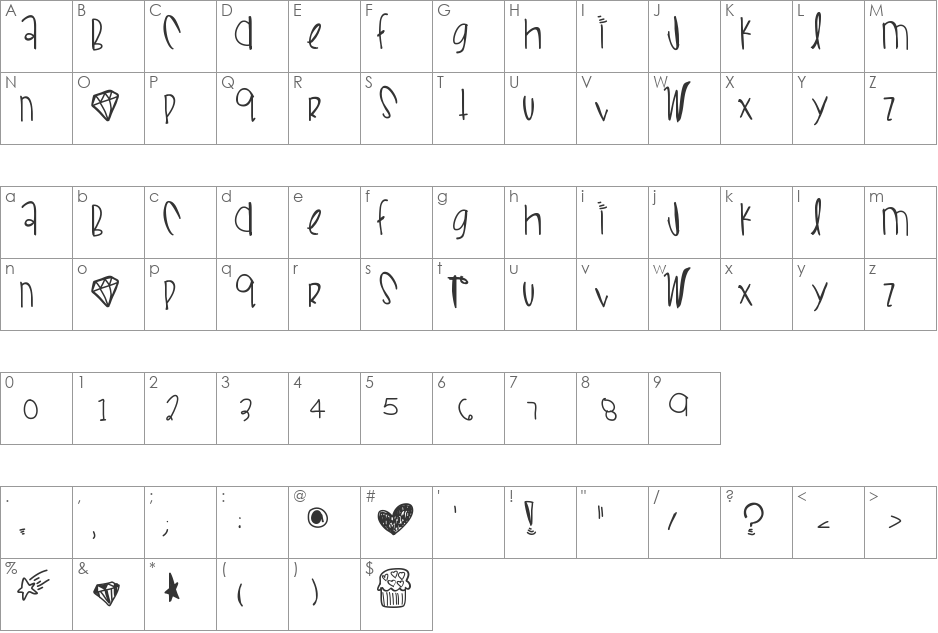WifiLoveBoo font character map preview