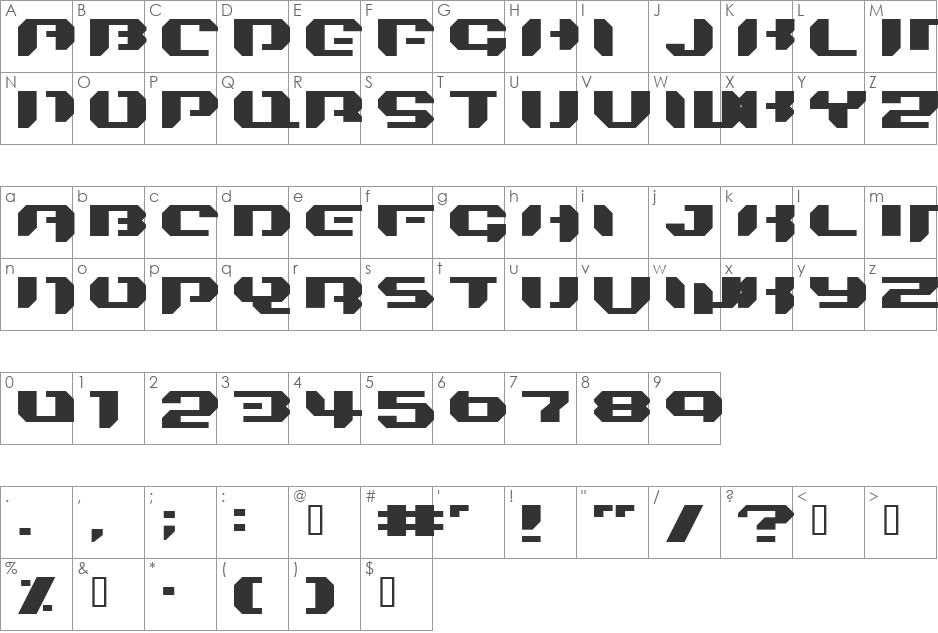 Bionic Kid Simple font character map preview
