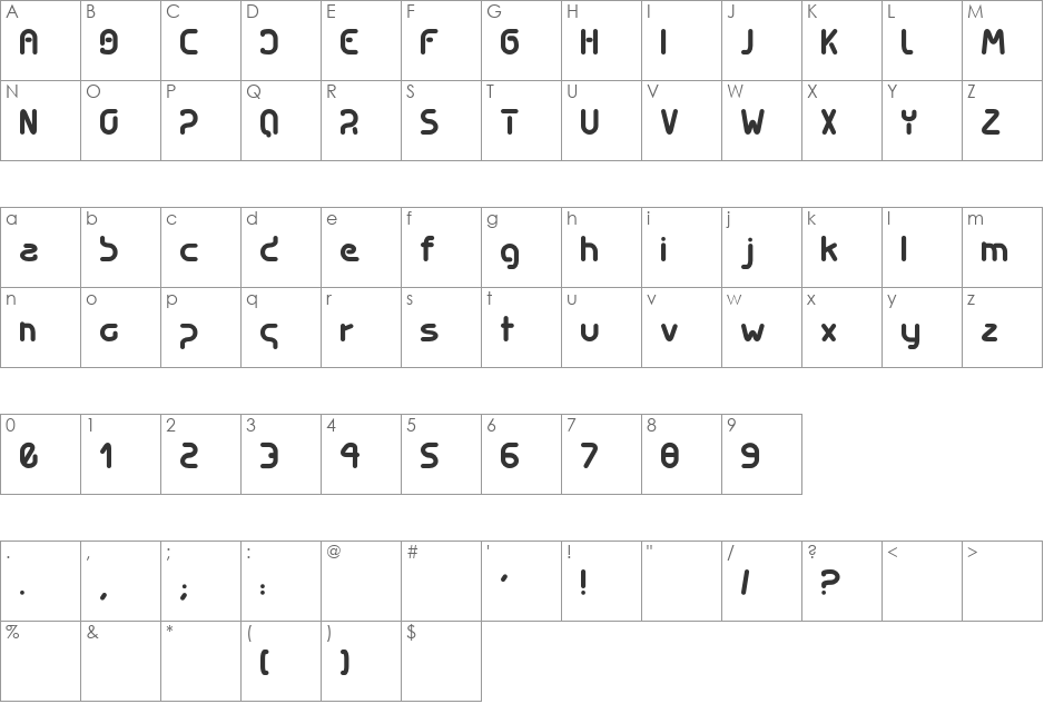 wigz font character map preview