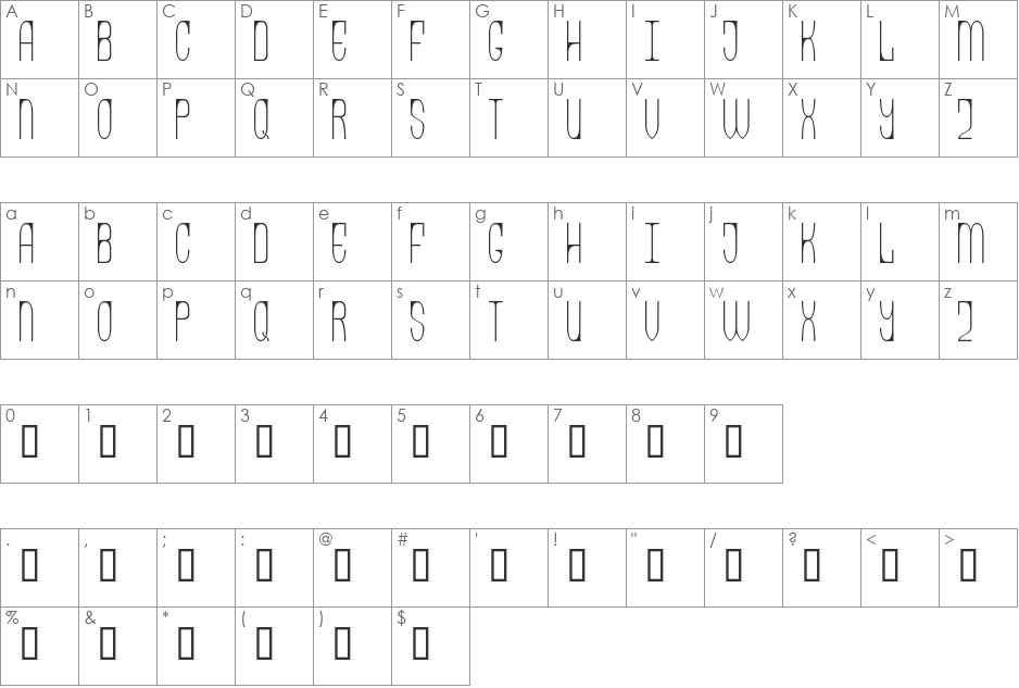 Wikingg font character map preview