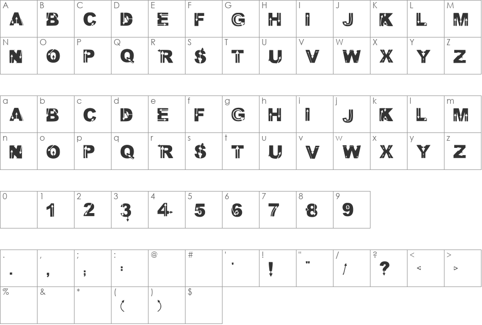 Wild Arrows font character map preview