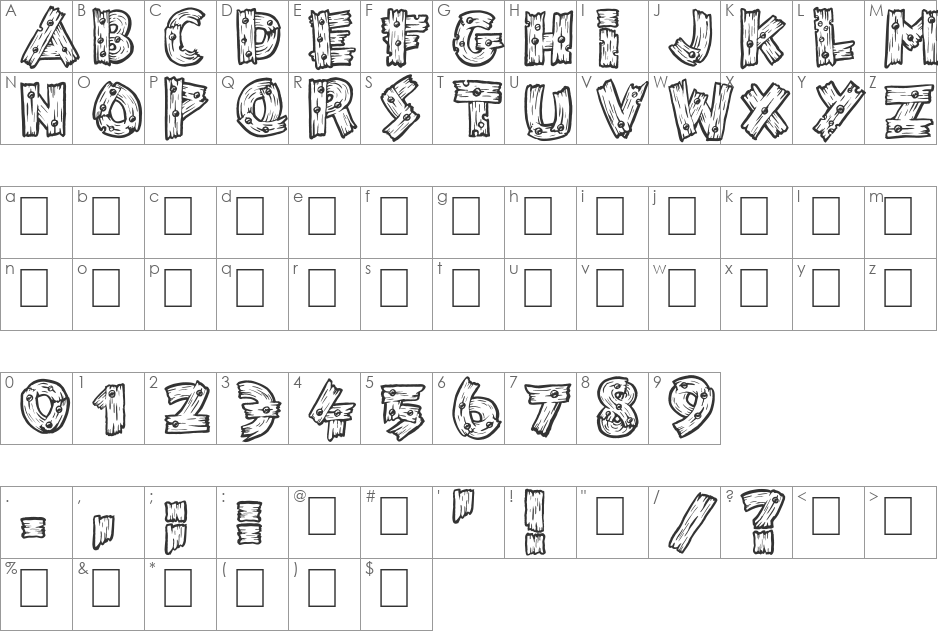 WILD TRAILS font character map preview