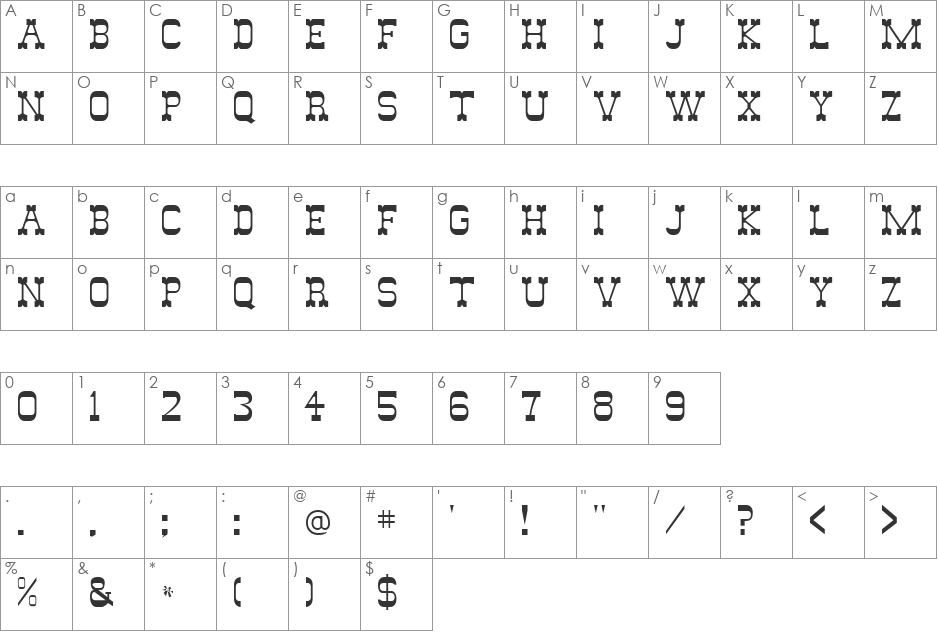 Wild West font character map preview