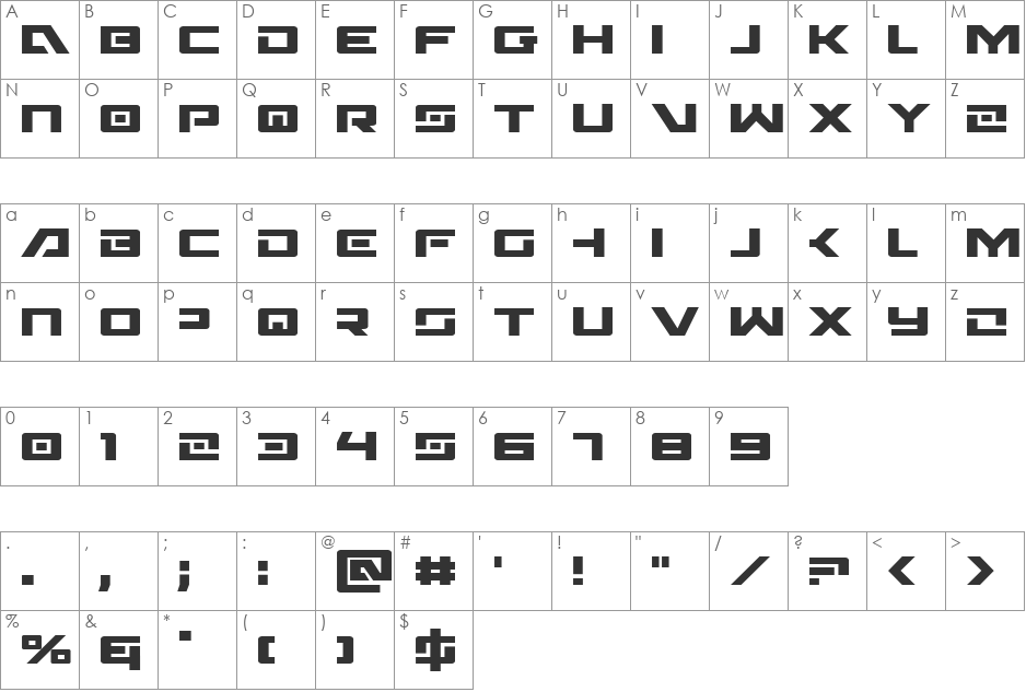 Wildcard font character map preview