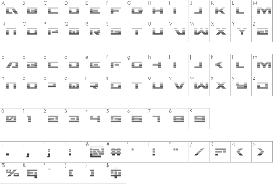 Wildcard Gradient font character map preview