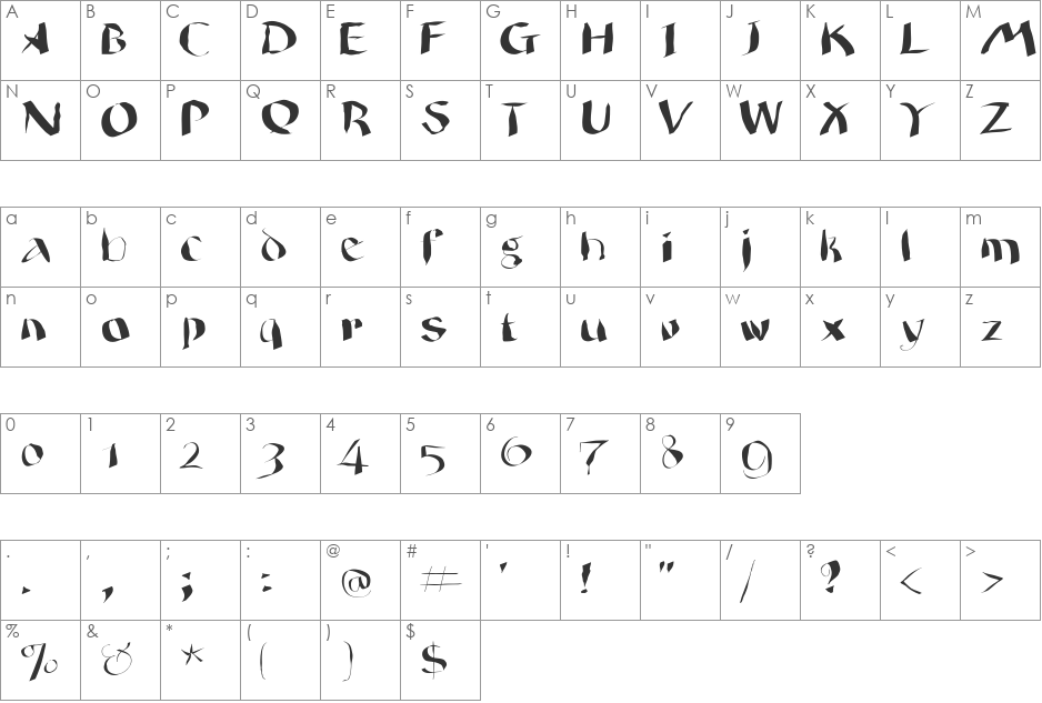 WildQuill font character map preview