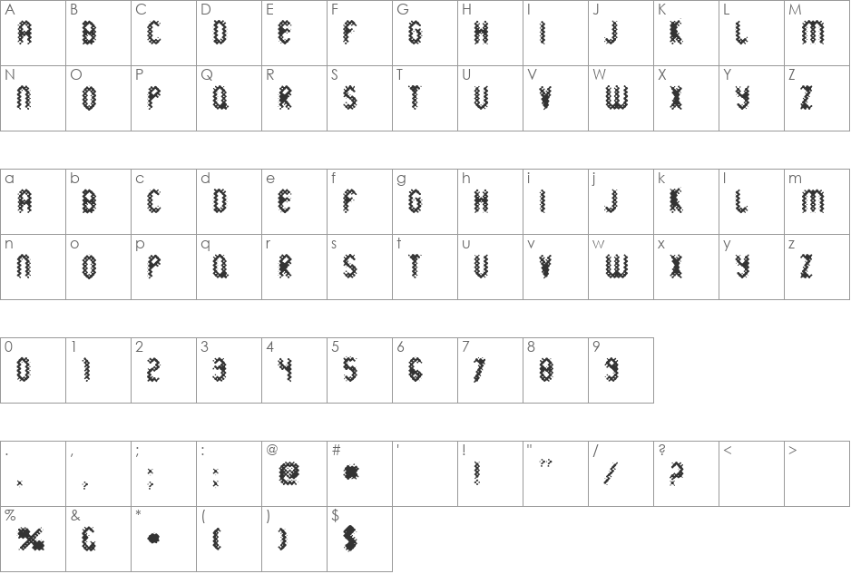 Wildsewage font character map preview