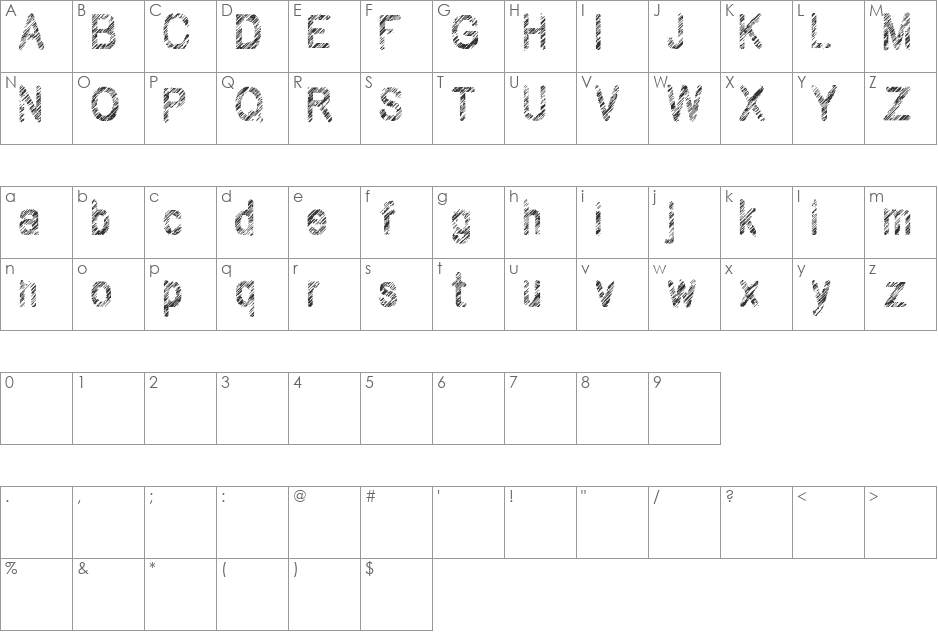 Wilhomena font character map preview
