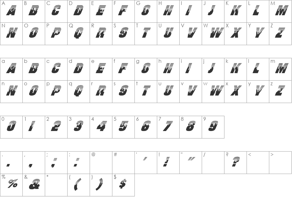 Will Ex Italic font character map preview