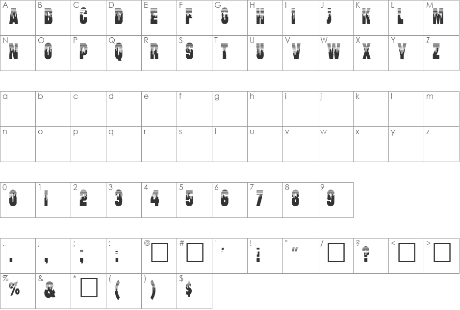 WillHarris font character map preview