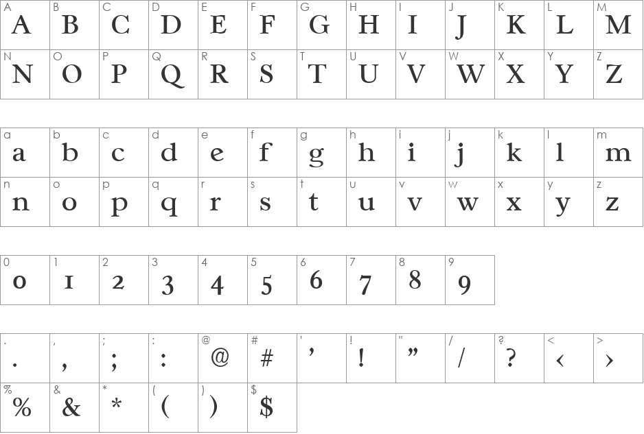 WilliamBecker font character map preview